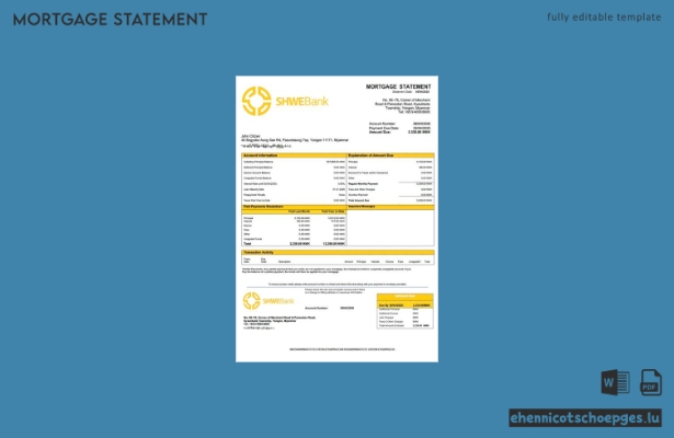 Myanmar Shwe Bank Hypothekenabrechnung – Beispiel-Word- und PDF-Vorschau